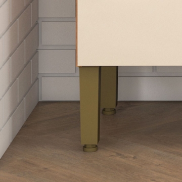 Pés plásticos com 17cm e regulagem de altura.