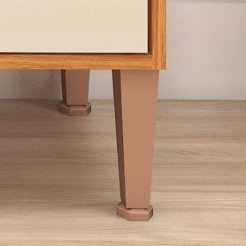 Pés plásticos com 17cm e regulagem de altura.