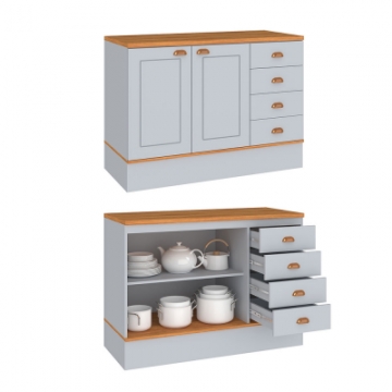 CA200T <br> Balcão 120cm com tampo, 2 portas e 4 gavetas. <br> 905mmx1200mmx520mm