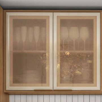 Portas de vidro Reflecta com moldura em MDF.