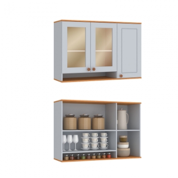 CA202 <br> Aéreo 120cm com 3 portas, (2 com vidro Reﬂecta).  <br> 670mmx1200mmx320mm