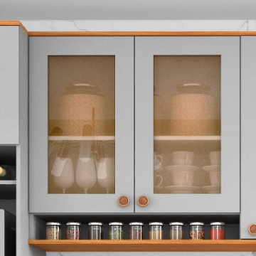 Portas com vidro Reﬂ ecta e Moldura  em MDF.