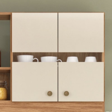 5 portas, sendo duas com detalhe de vidro.